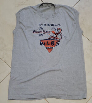 Detroit Tigers Tank Men's Large Gray Cotton Sleeveless Turn To The Winners WLBS